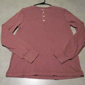 J Crew Shirt Mens small stonewashed red Henley Pullover Long Sleeve Button